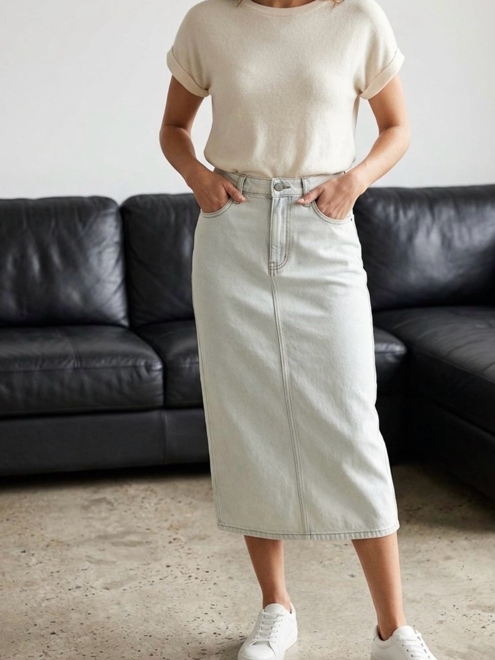Velvet Heart Light Wash Melissa Denim Midi Skirt Sz 25